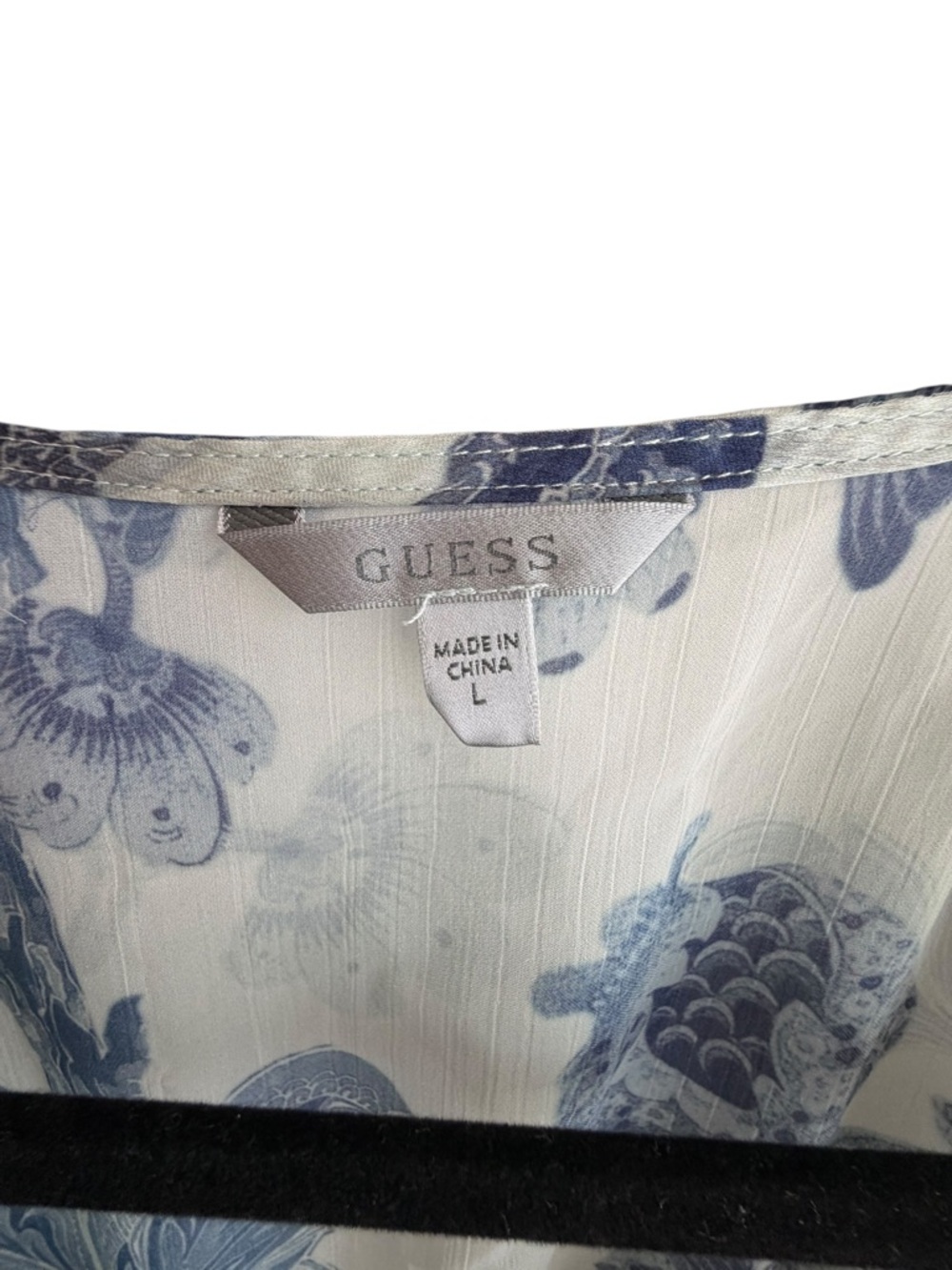 Guess Blue Floral A-line Warp Midi Dress Size Large - Picture 9 of 10